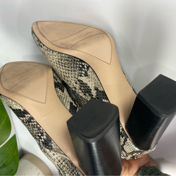 Franco Sarto Kortney snake print heeled Roccia cream clock boots Sz 7.5M - Picture 11 of 13
